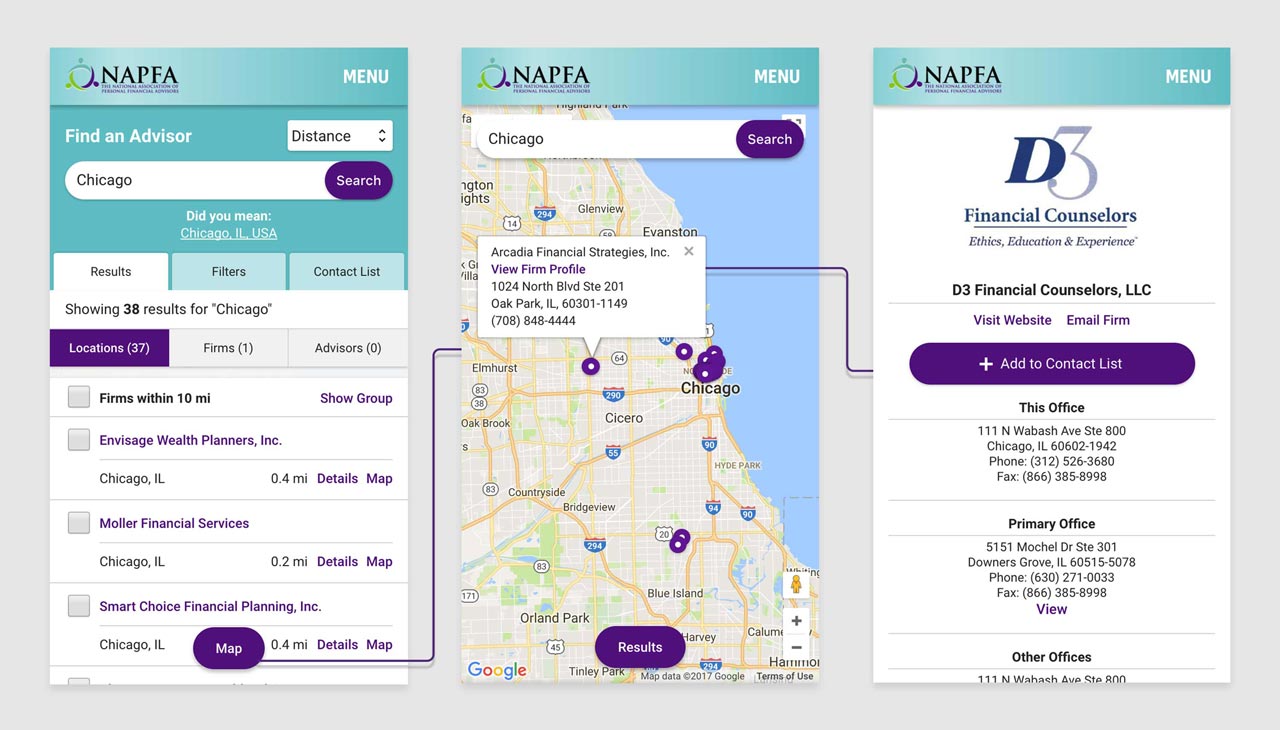 NAPFA Find An Advisor User Journey