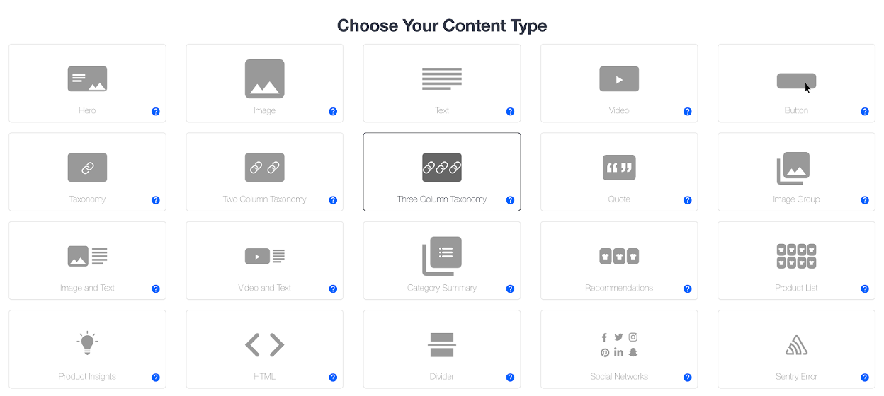 Content Type Selection