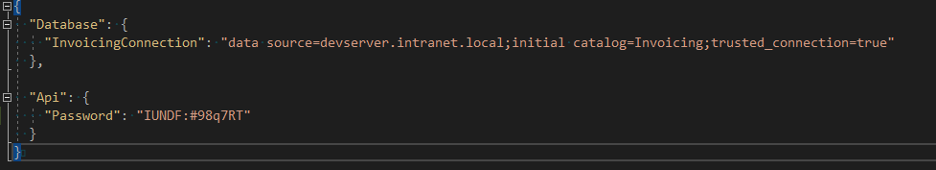 formatted appsettngs.json file