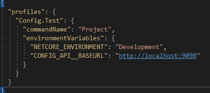Adding environment variables to your launchSettings.json file
