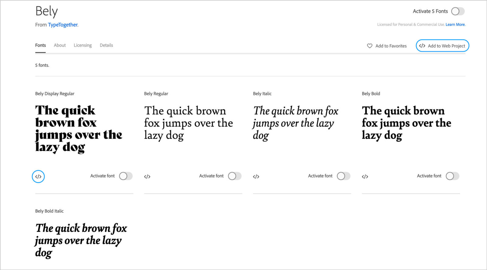  FONT FAMILY DETAIL PAGE
