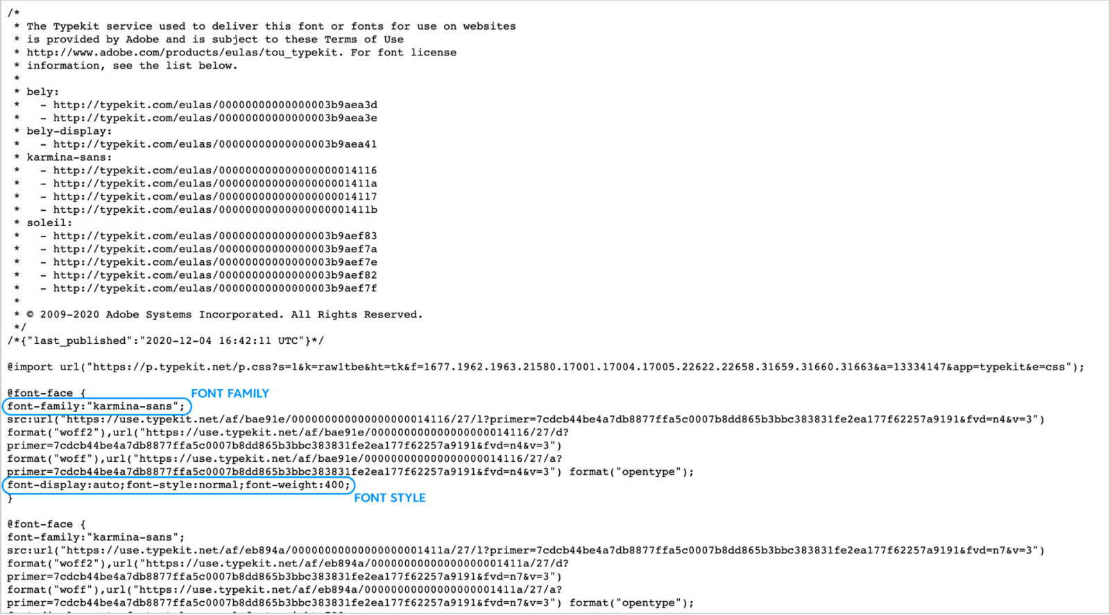 ADOBE FONT PACKAGE CSS